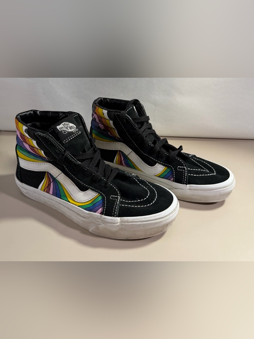 VANS SK8-Hi Black Rainbow 70's Show Light Spectrum women 7 See Pictures